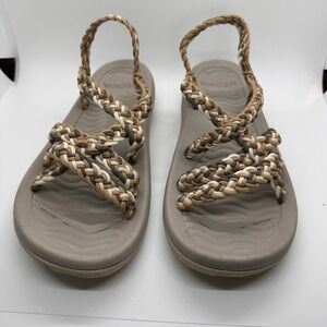 Mecnya Braided Strap Sandal Comfort Casual Tan, Beige, Cream Color Woven‎ Shoes